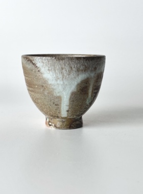 60ml柴烧主人杯子中白泥鸡心杯手工品茗无釉裸烧可养落灰客杯材烧
