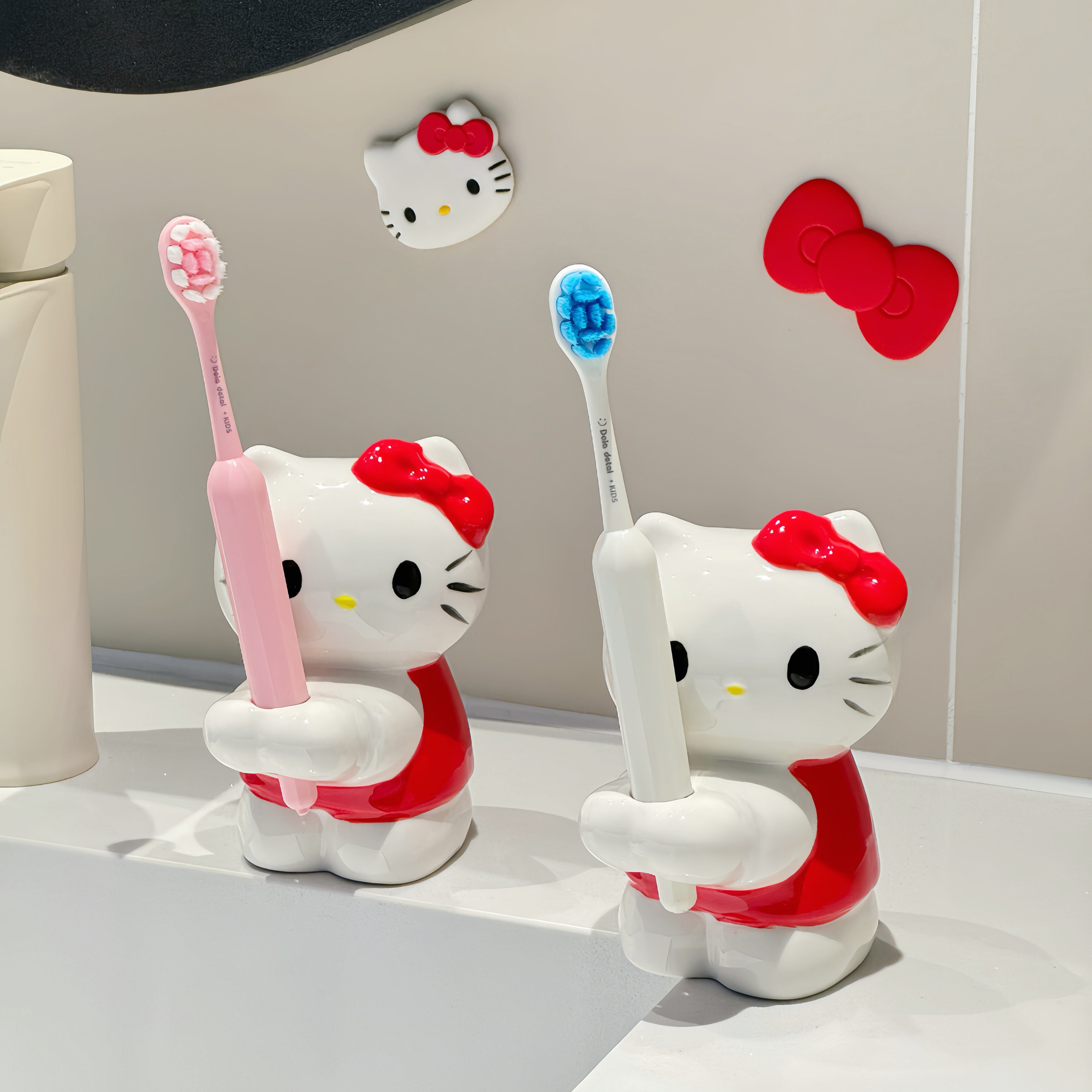 可爱高颜值陶瓷hellokitty牙刷架卫生间浴室牙具座手动牙刷置物架