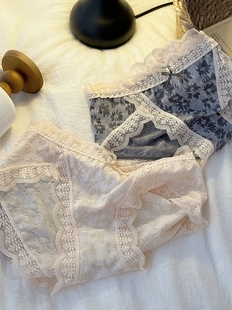 纯棉档女士包臀三角裤 中腰蕾丝边大码 春夏新款 泡泡棉日系少女内裤