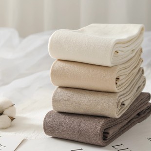 袜外穿显瘦秋冬保暖 薄绒加厚连裤 日系简约燕麦白色打底裤 女春秋季