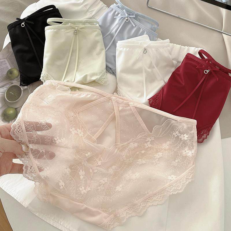 纯欲网纱缎面蕾丝美臀镂空内裤女