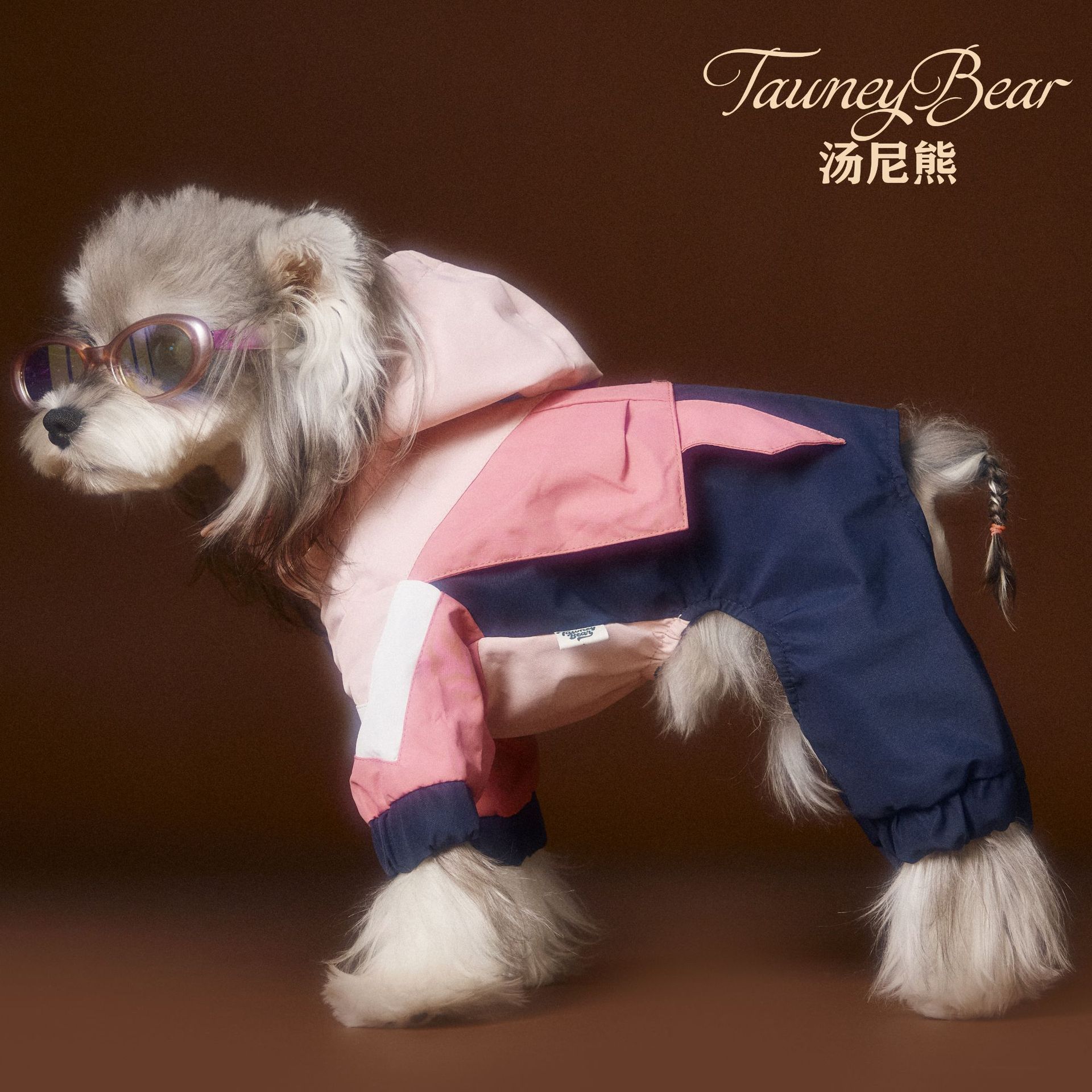 汤尼熊狗狗衣服秋冬新款比熊雪纳瑞泰迪贵宾四脚牵引扣运动服