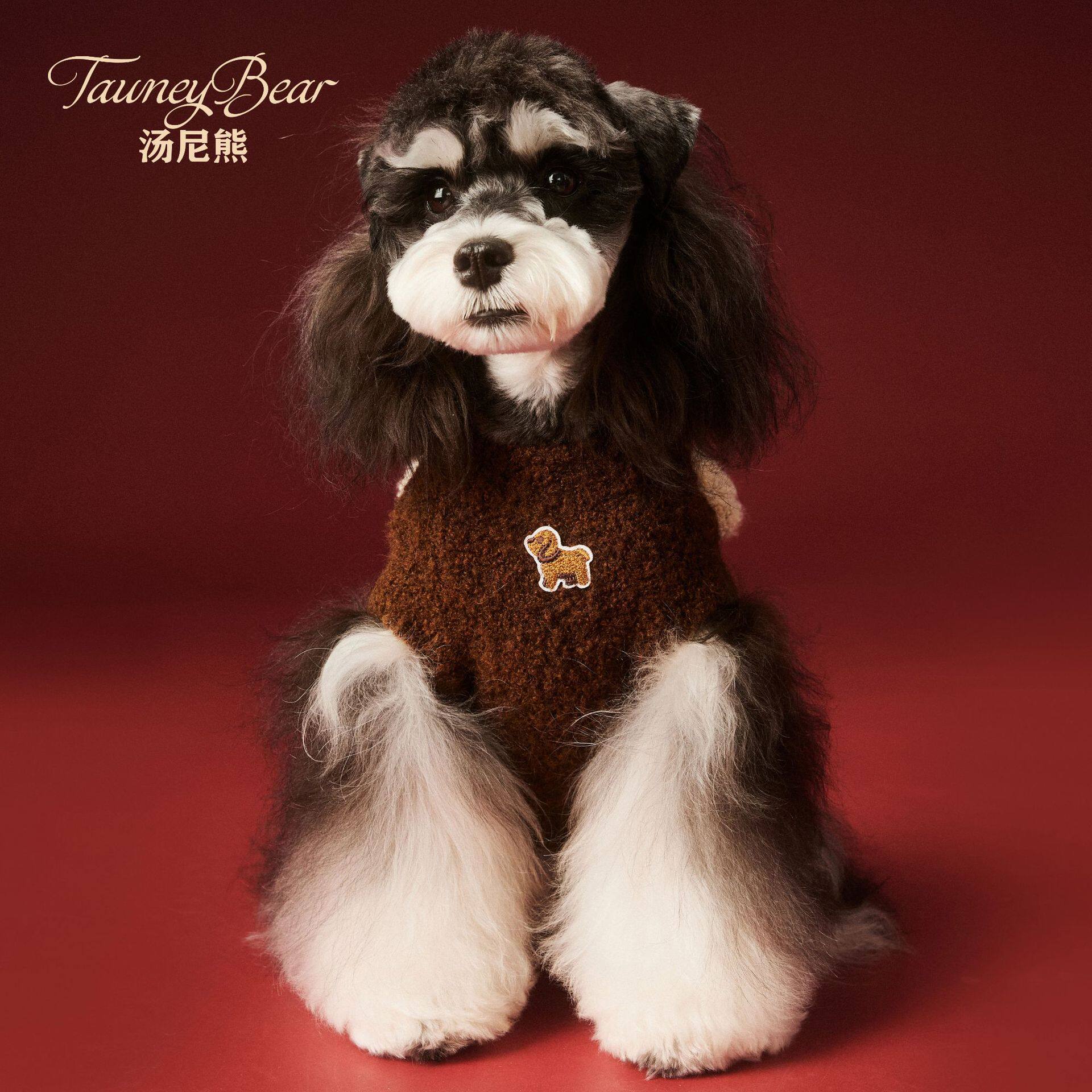 汤尼熊 狗狗衣服秋冬装雪纳瑞约克夏泰迪可爱小狗头无袖毛衣背心