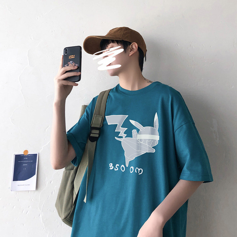 21 / summer loose round neck Pikachu cartoon print short sleeve T-shirt