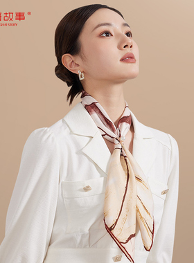 上海故事2026新款真丝印花桑蚕丝中方巾女丝巾妈妈款38节妇女礼物