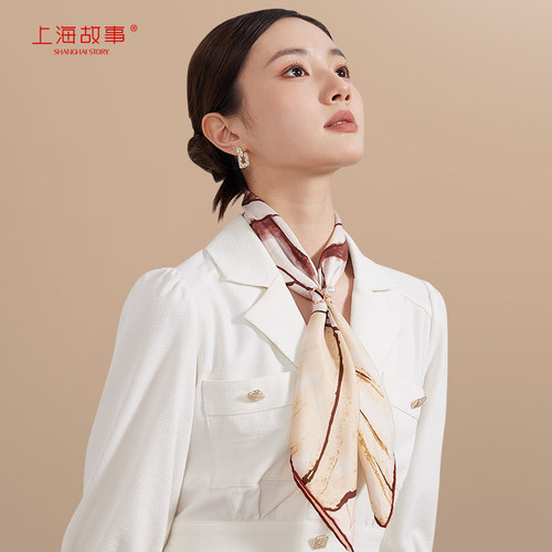 上海故事桑蚕丝中方巾女