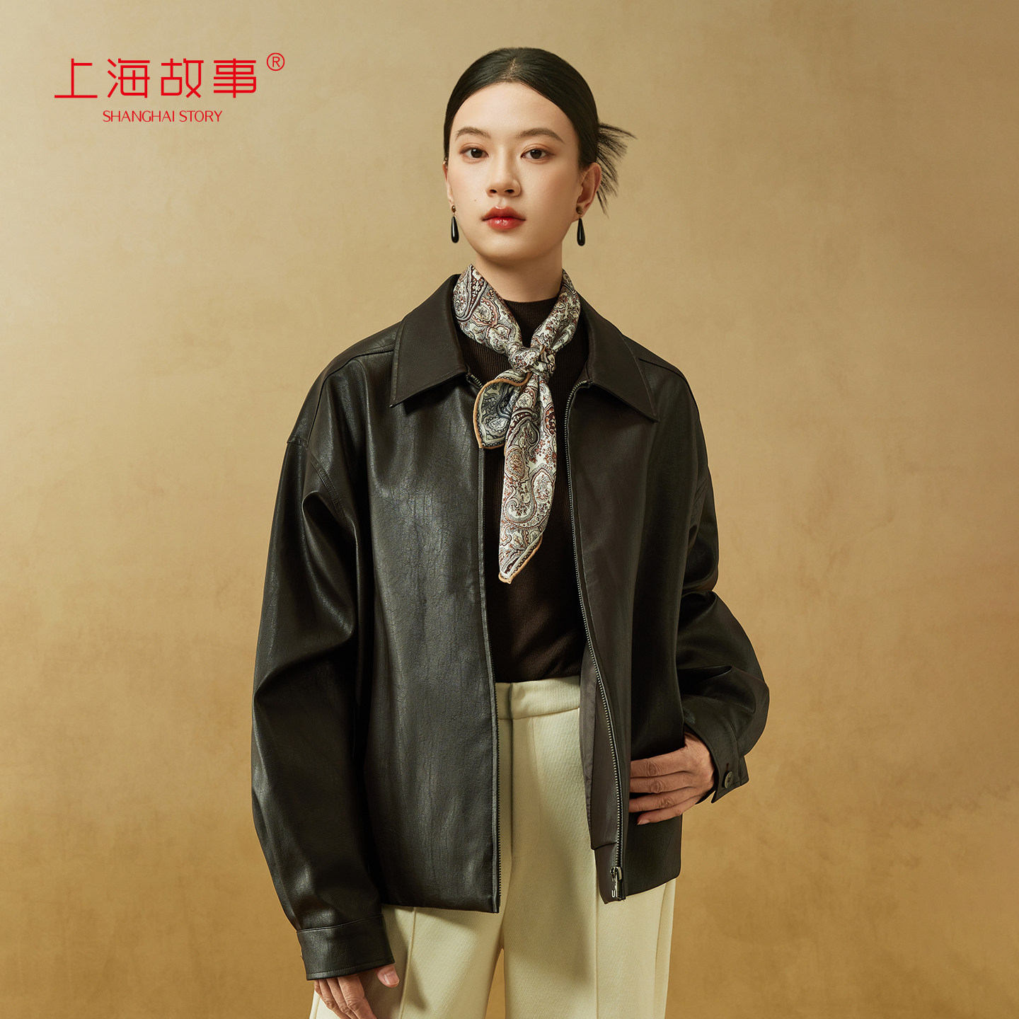 【专柜同款】上海故事秋冬季真丝围巾桑蚕丝羊毛女中方巾礼盒装