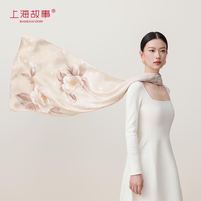 上海故事印花披肩长巾女