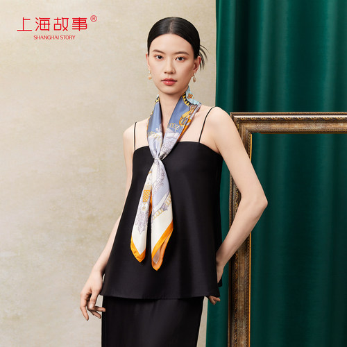 上海故事印花大方巾女