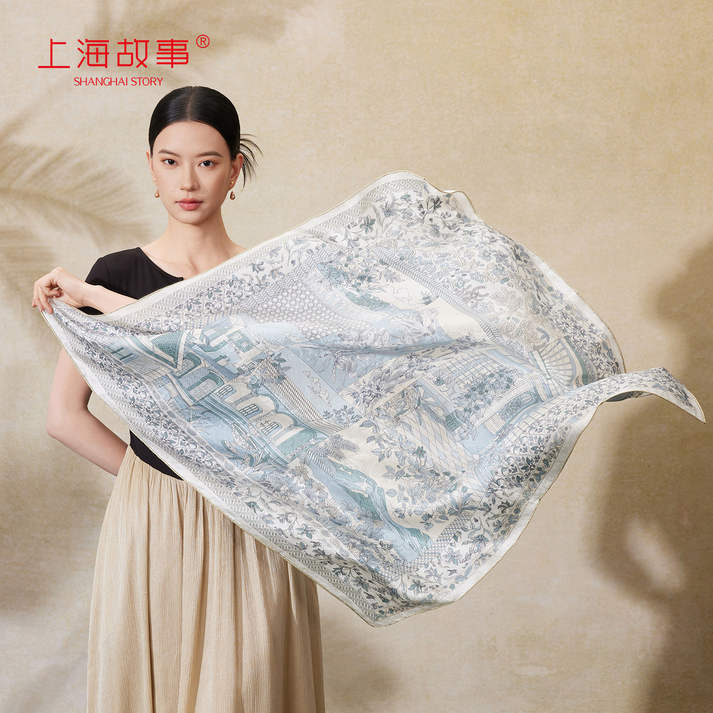 【专柜同款】2026春夏新款丝巾提花真丝双面印花大方巾女礼盒礼物