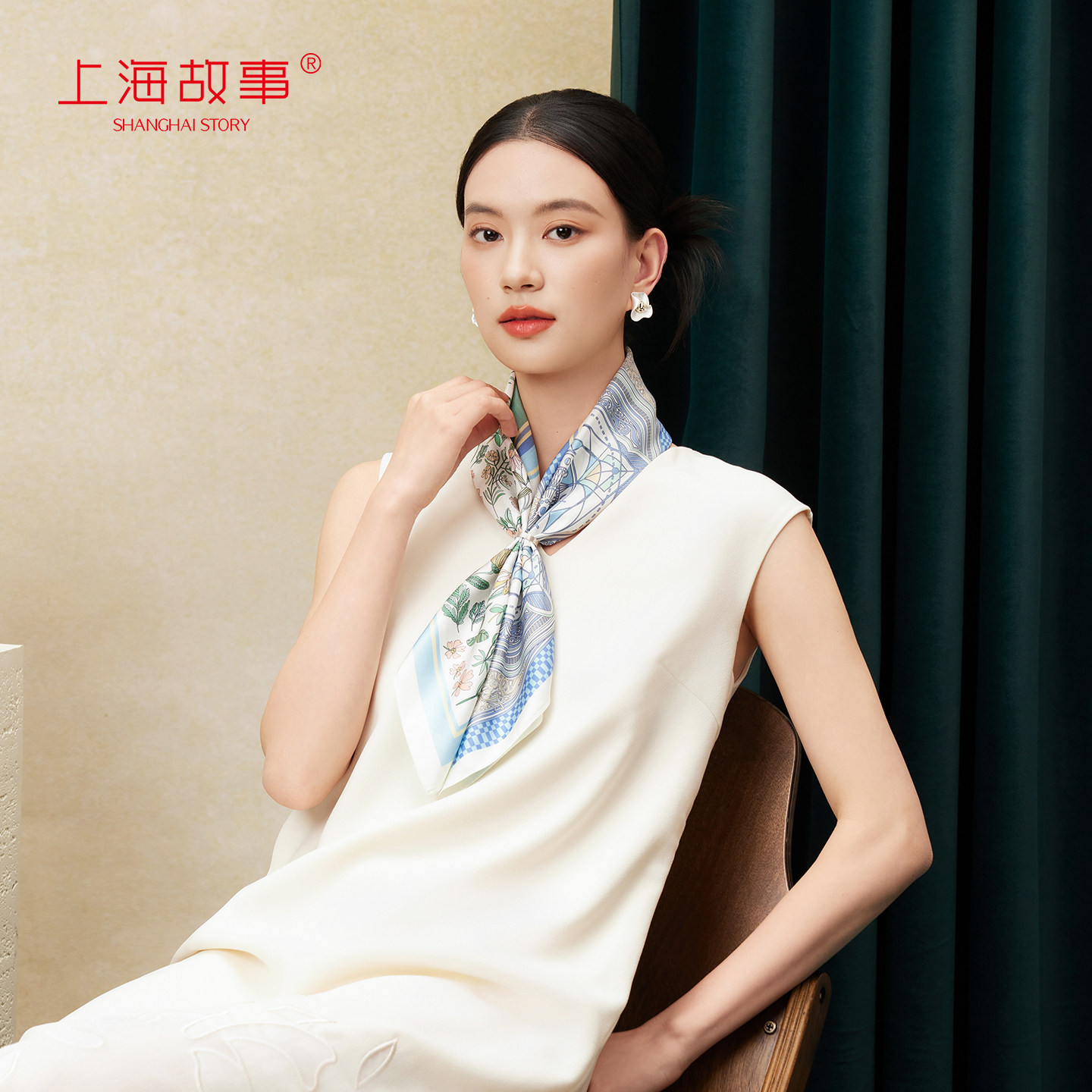 上海故事2026春夏新款真丝中方巾100桑蚕丝巾双面印花送长辈礼盒