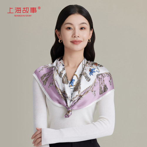 上海故事真丝桑蚕丝方巾女
