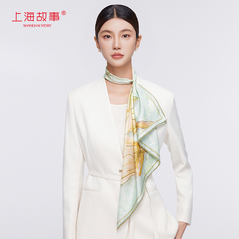 上海故事春夏新款真丝方巾女