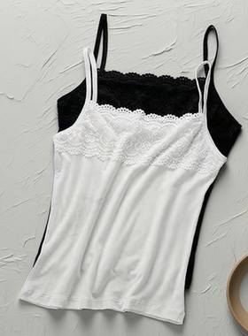 新款蕾丝吊带衫女2025法式气质花边背心西装打底修身无袖上衣洋气