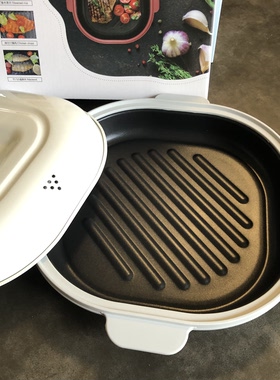 魔盒日本微波炉专用金属烤盘带盖热饭菜碗不粘煎锅家用烹饪料理锅