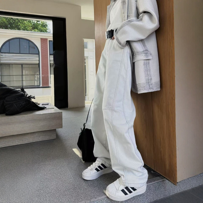 春夏新款阔腿牛仔裤女薄款高腰高个子垂感休闲直筒弯刀裤拖地裤子