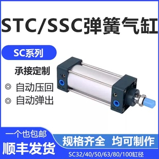 SSC/STC带前/后弹簧自动弹回/弹出SC单动单作用船舶厂气缸100X125