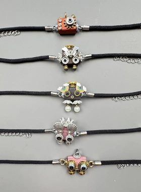 手工朋克机器人潮玩编织手链男女生饰品小众设计创意摆摊链条手链