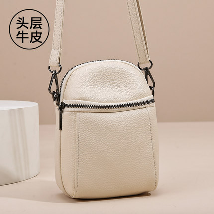 真皮包包女手机包2026新款单肩斜挎包竖款迷你包小众牛皮女包小包