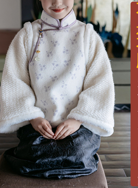 NT63不换冬季复古紫色小花假两件旗袍纸样新款儿童外套加工定制图