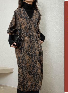 NS900秋季香云纱阔型V领落肩袖风衣外套纸样新款连衣裙加工定制图