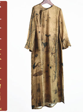 NS114春秋季改良旗袍纸样 新款真丝斜纹复古汉服中式连衣裙裁剪图