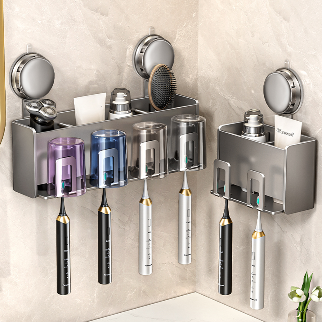 吸盘牙刷置物架免打孔卫生间浴室壁挂式牙刷架牙刷杯牙刷架子