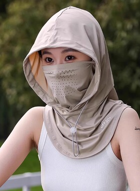 防晒面罩女夏季全脸2025新款冰丝防紫外线开车骑行护颈一体防晒帽