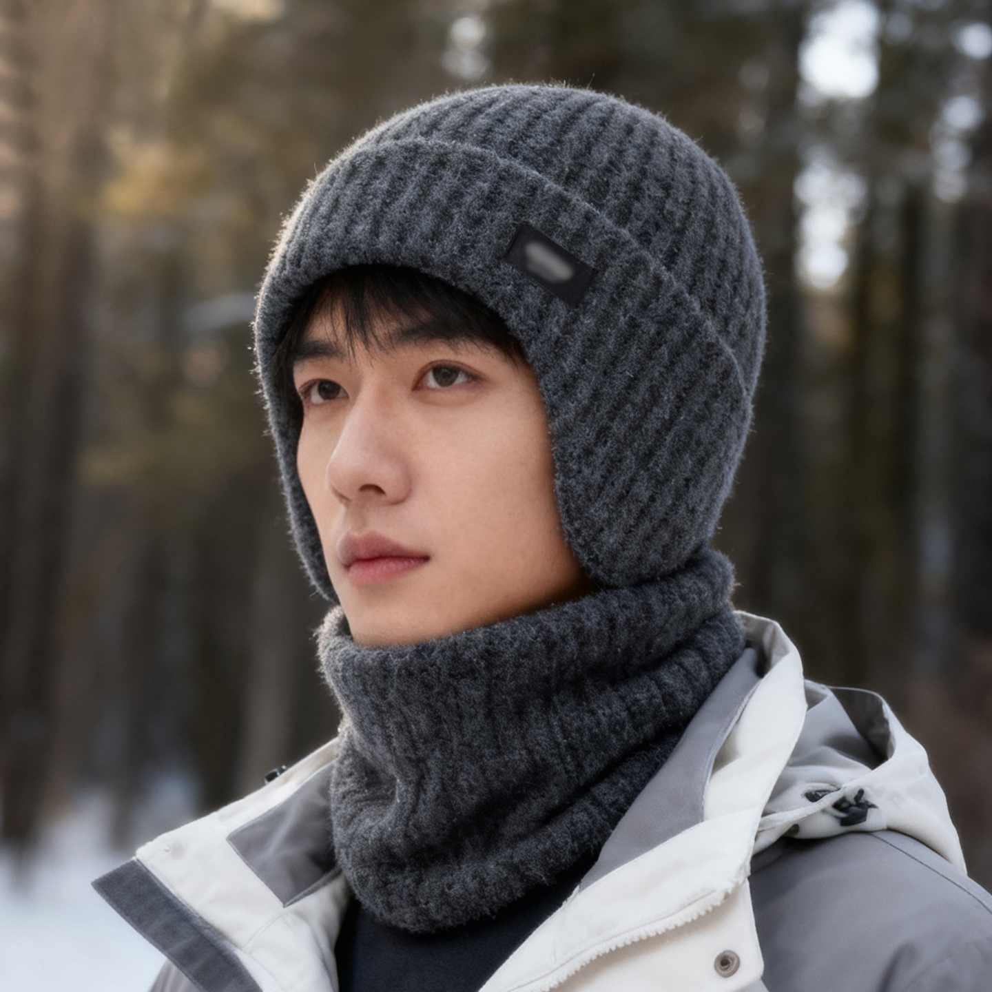 简约针织帽子二合一男士中老年人