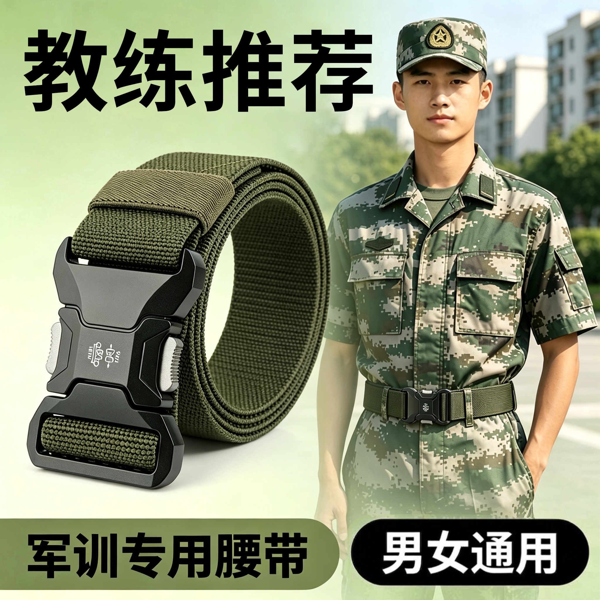 军训专用腰带男大学生新款战术插扣快拆弹力松紧户外帆布工装皮带图片