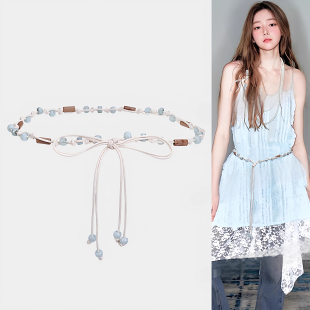 细腰带配饰女系带波西米亚装饰连衣裙配裙子百搭腰绳麻绳腰链夏天