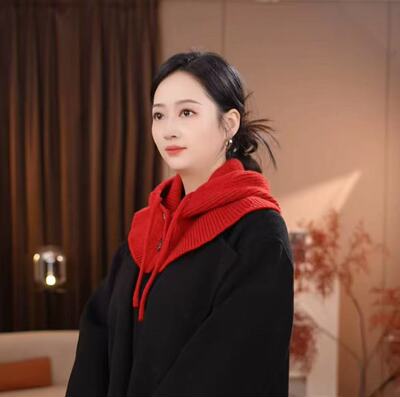 2025年新款羊毛纯色毛线帽子围脖