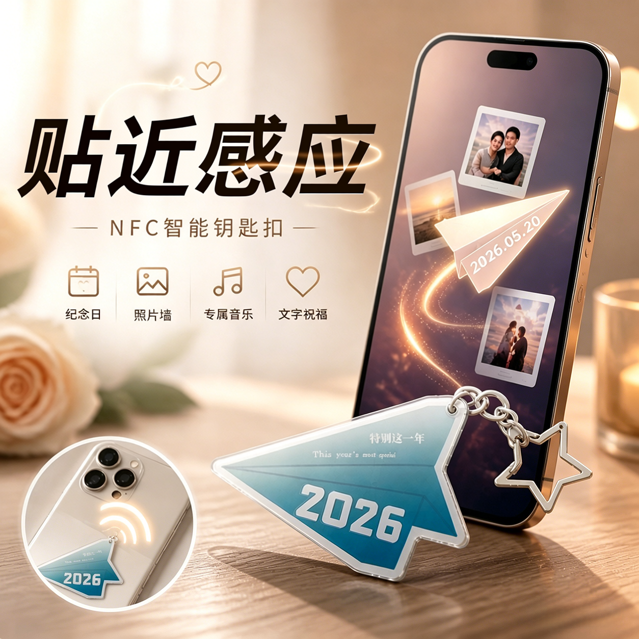nfc钥匙扣年份图片语音小飞机视频情侣520表白情人节礼物