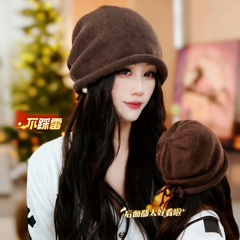 秋冬日系显瘦大头围堆堆帽女