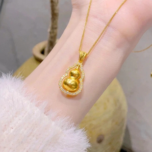 铜合金项链时来运转双葫芦项链女士轻奢时尚精美不掉色吊坠可旋转