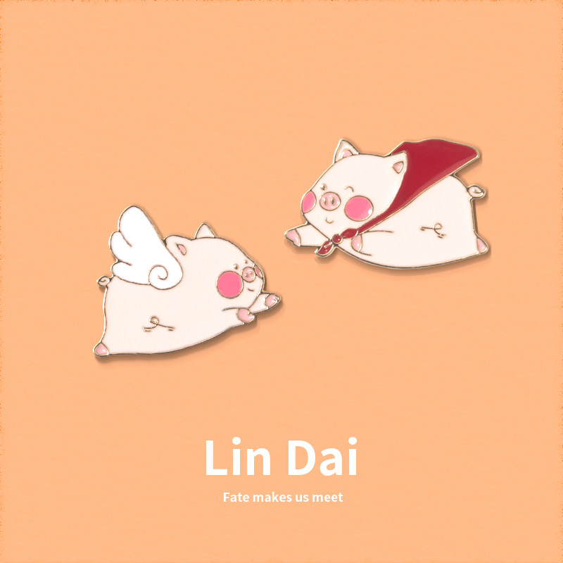 卡通天使小猪胸花胸针可爱日系徽章书包配饰别针情侣装饰衣服配件