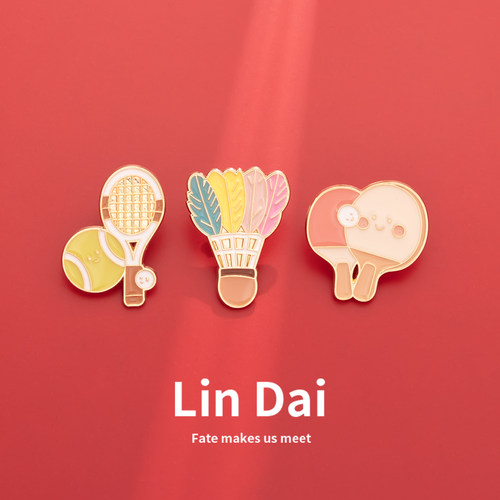 卡通可爱羽毛球胸针运动金属徽章