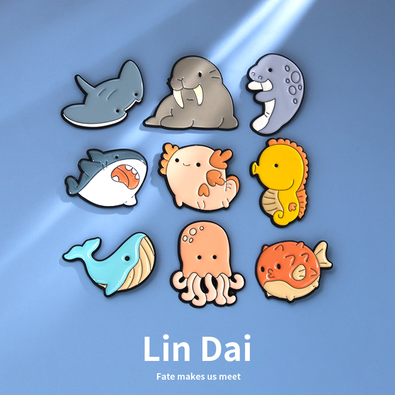 海洋生物金属胸针包包笔袋配饰品