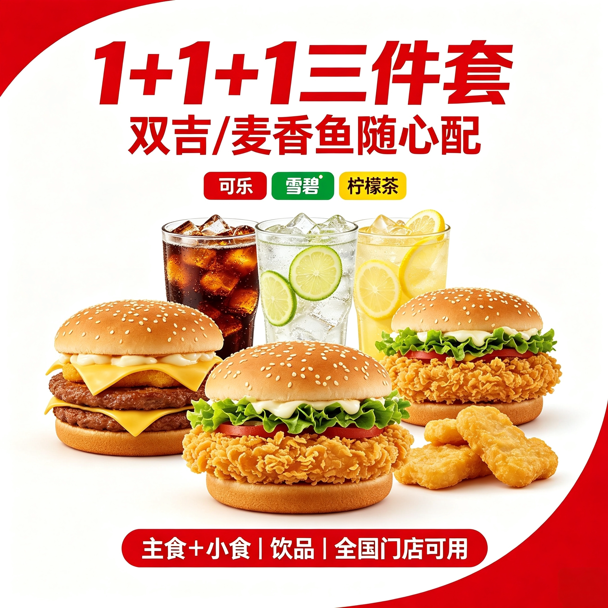 麦当劳随心配三件套代下单优惠券代金券/提货券