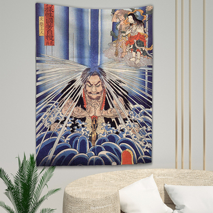 日式和风浮世绘背景挂布网红墙布挂毯床头宿舍日料酒吧纹身店装饰