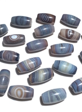 蓝沁缠丝玛瑙珠深蓝沁佛眼满丝纹理色彩明亮天眼蓝沁缠丝吊坠配饰