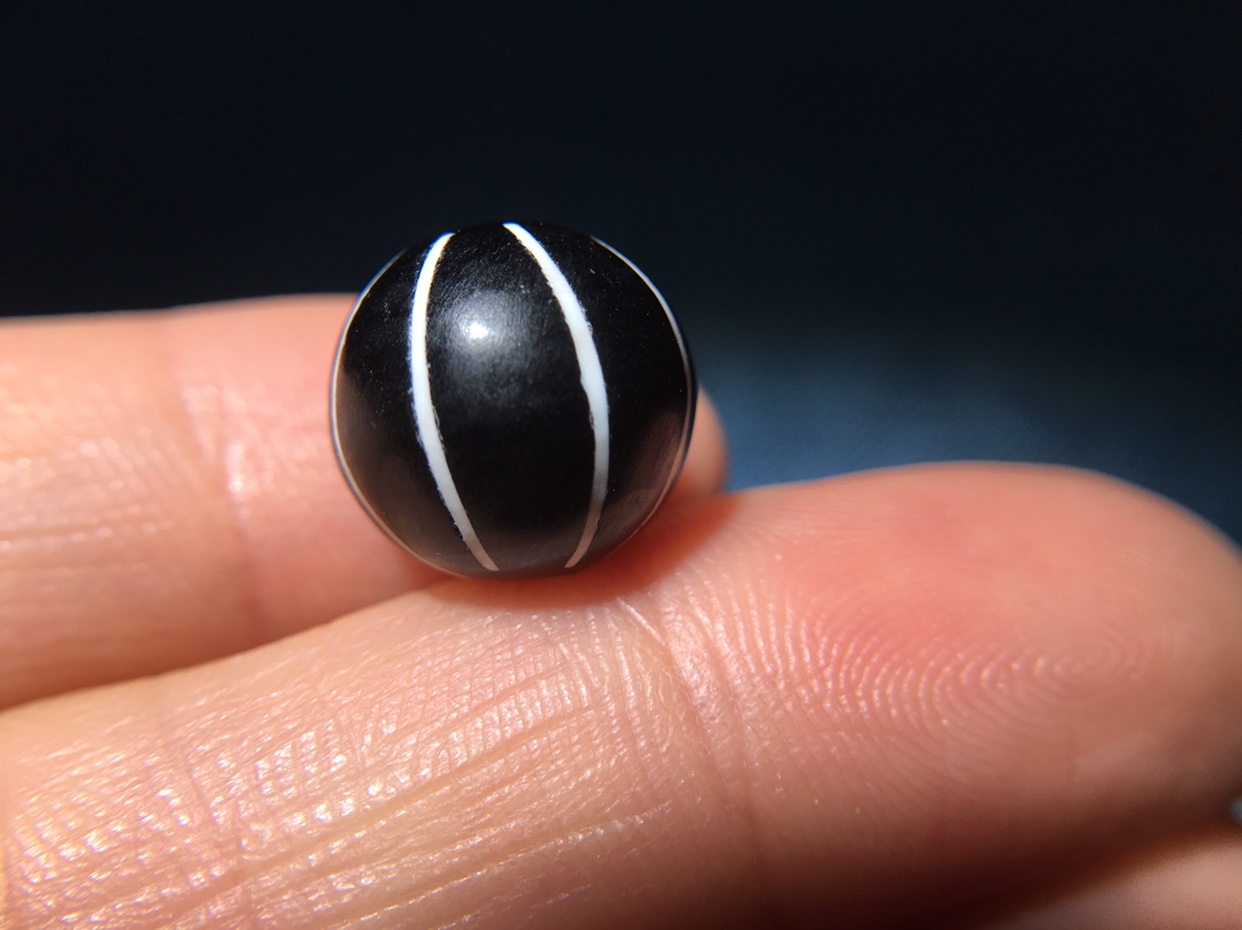 西亚骠系瓜珠 六线瓜珠黑背珠圆珠直径12mm pyu瓜珠多宝diy配饰