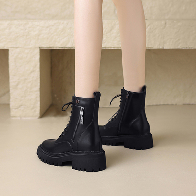 真皮英伦风马丁靴女秋冬新款