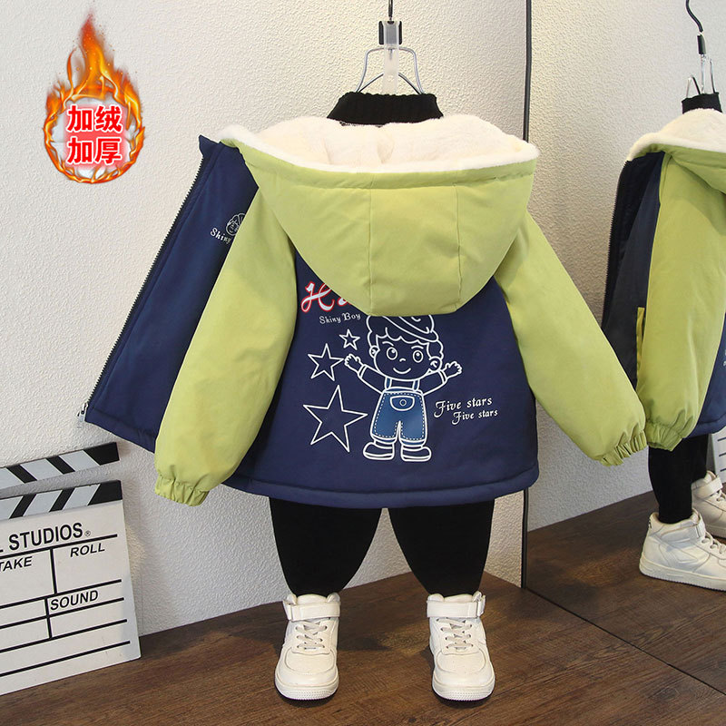 女童冲锋衣外套2025秋冬新款洋气儿童派克服冬季男孩加绒加厚棉服