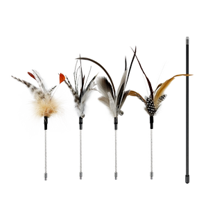 田田猫弹簧羽毛高端高级短款逗猫棒套装DIY替换头耐咬自嗨猫玩具