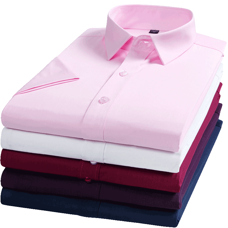 AF粉红色商务免烫竹纤维短袖衬衫