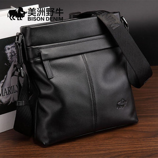 美洲野牛真皮男士包包单肩斜挎包休闲商务2025新款大容量牛皮男包