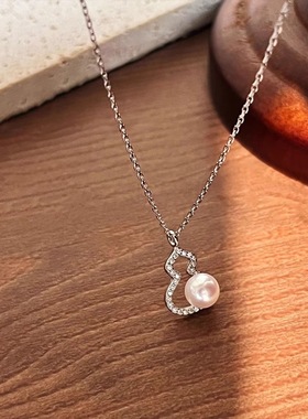 怦然心动aaa/925天然淡水珍珠葫芦满钻项链女轻奢高级感本命年