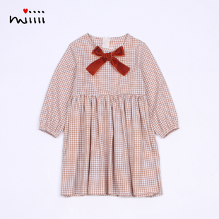 女童连衣裙春夏长袖学院风格子纯棉布薄款百搭小孩儿童女宝宝裙子