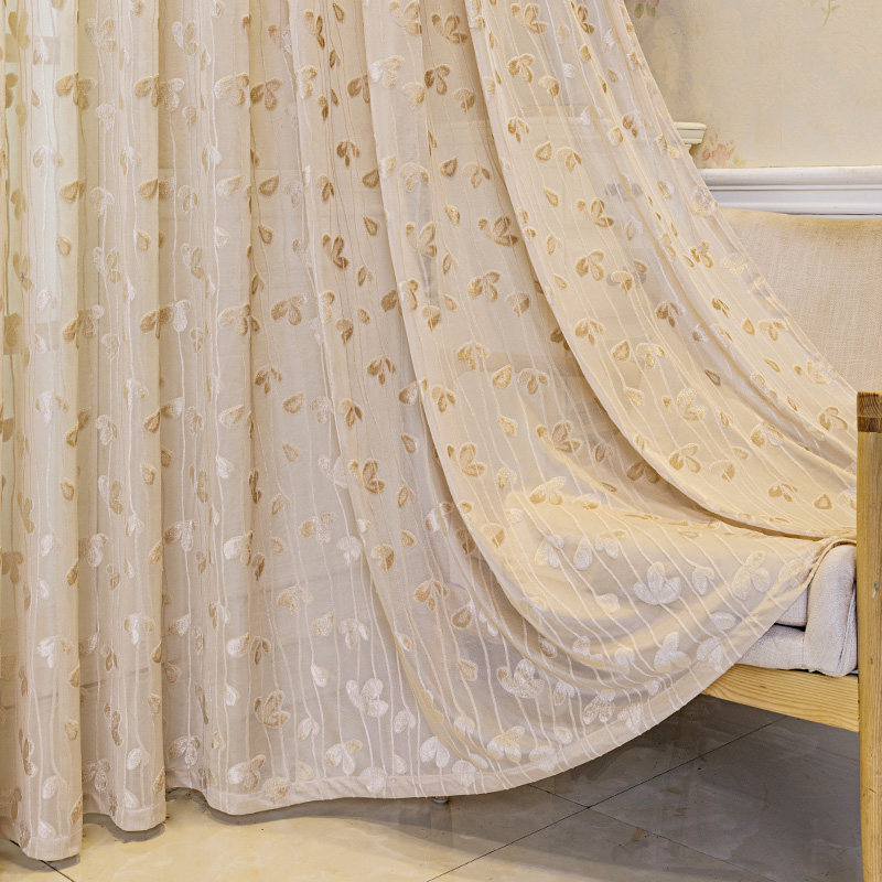 法式轻奢梦幻奶油色窗纱客厅卧室透光不透人纱帘阳台防晒遮阳窗帘